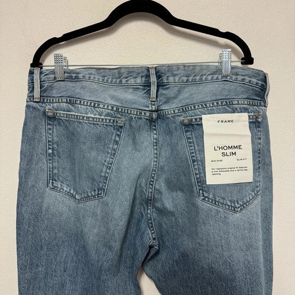 NWT $296 FRAME Denim L’Homme Slim Ripped Jeans - Distressed Men's Pants - Picture 8 of 10